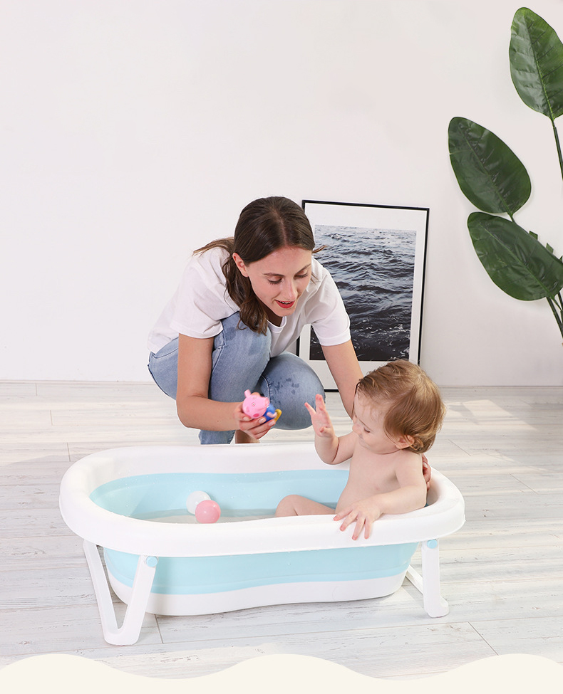 Homie Baby Foldable Bath Tub with Thermometer + Adjustable Support Cushion